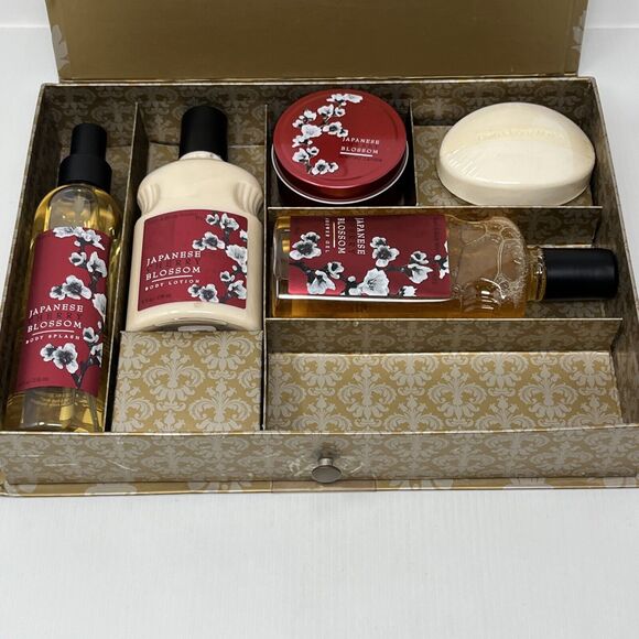 Bath Body Works Japanese Cherry Blossom Orig PLEASURES 5 Pc Set - No Bubble Bath - Picture 10 of 12